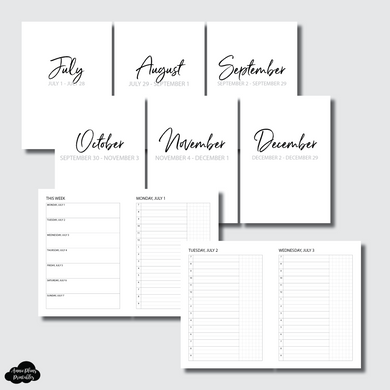 A5 Rings Size | JUL - DEC 2024 Bundle: Weekly/Daily TIMED Printable Insert