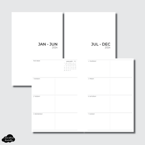 Personal Wide Rings Size | 2024 BASIC Horizontal Week on 2 Pages Printable Insert