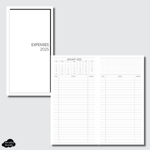 Standard TN Size | 2025 Monthly Expense Calendar Printable Insert