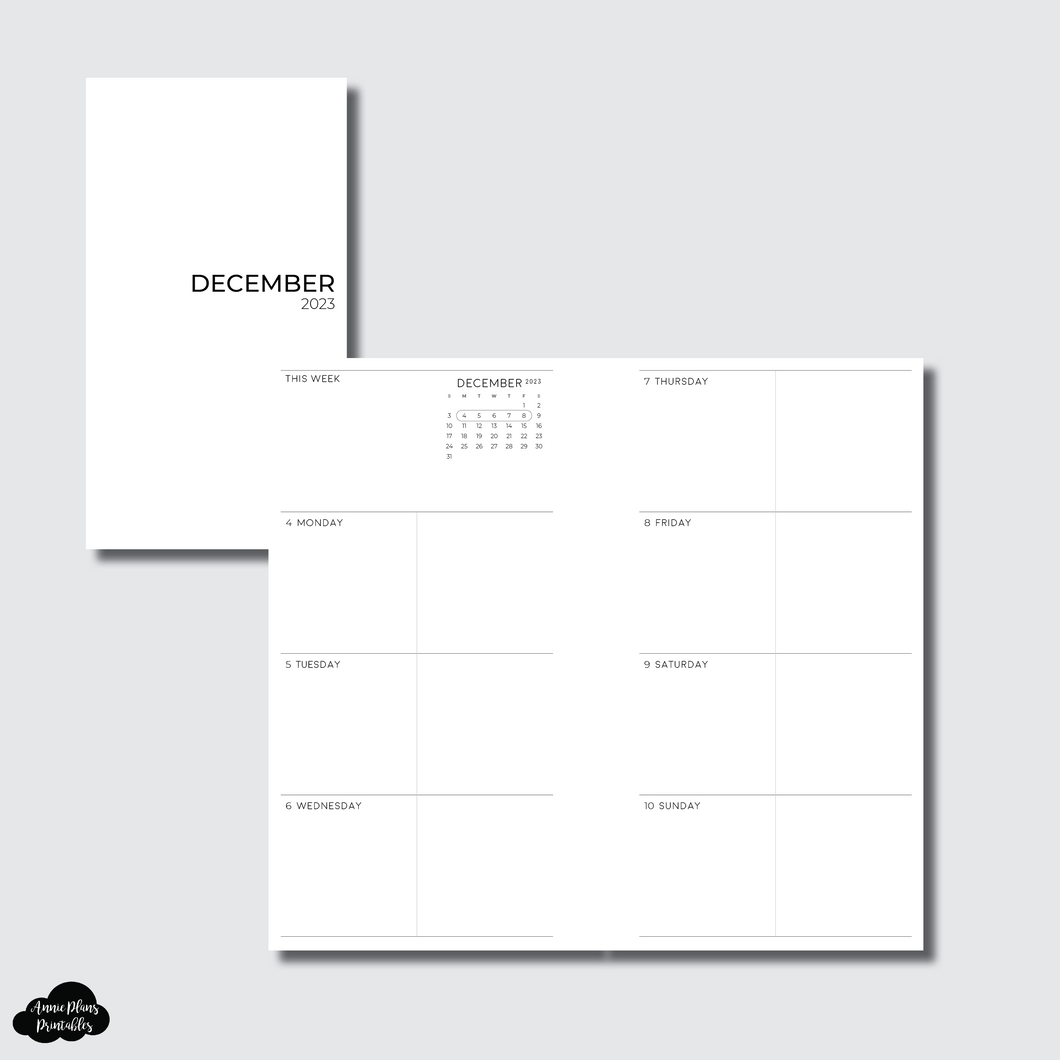 Personal Rings Size | DEC 2023 BASIC WEEKLY Printable Insert