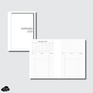 A6 Rings Size | 2025 Monthly Expense Calendar Printable Insert