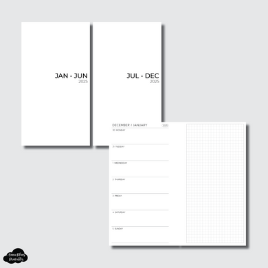 Personal Rings Size | 2025 Horizontal Week on 1 Page + GRID Printable Insert