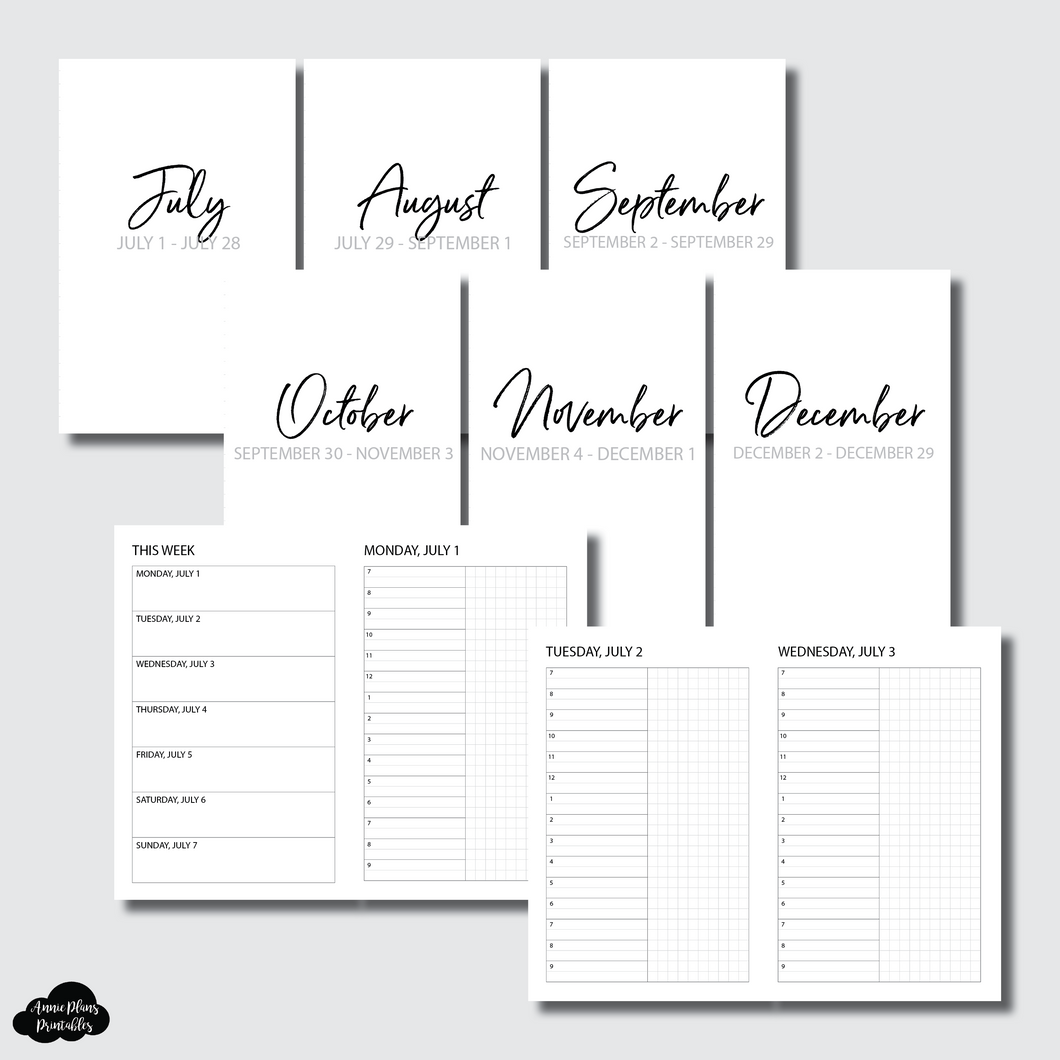 Pocket TN Size | JUL - DEC 2024 Bundle: Weekly/Daily TIMED Printable Insert