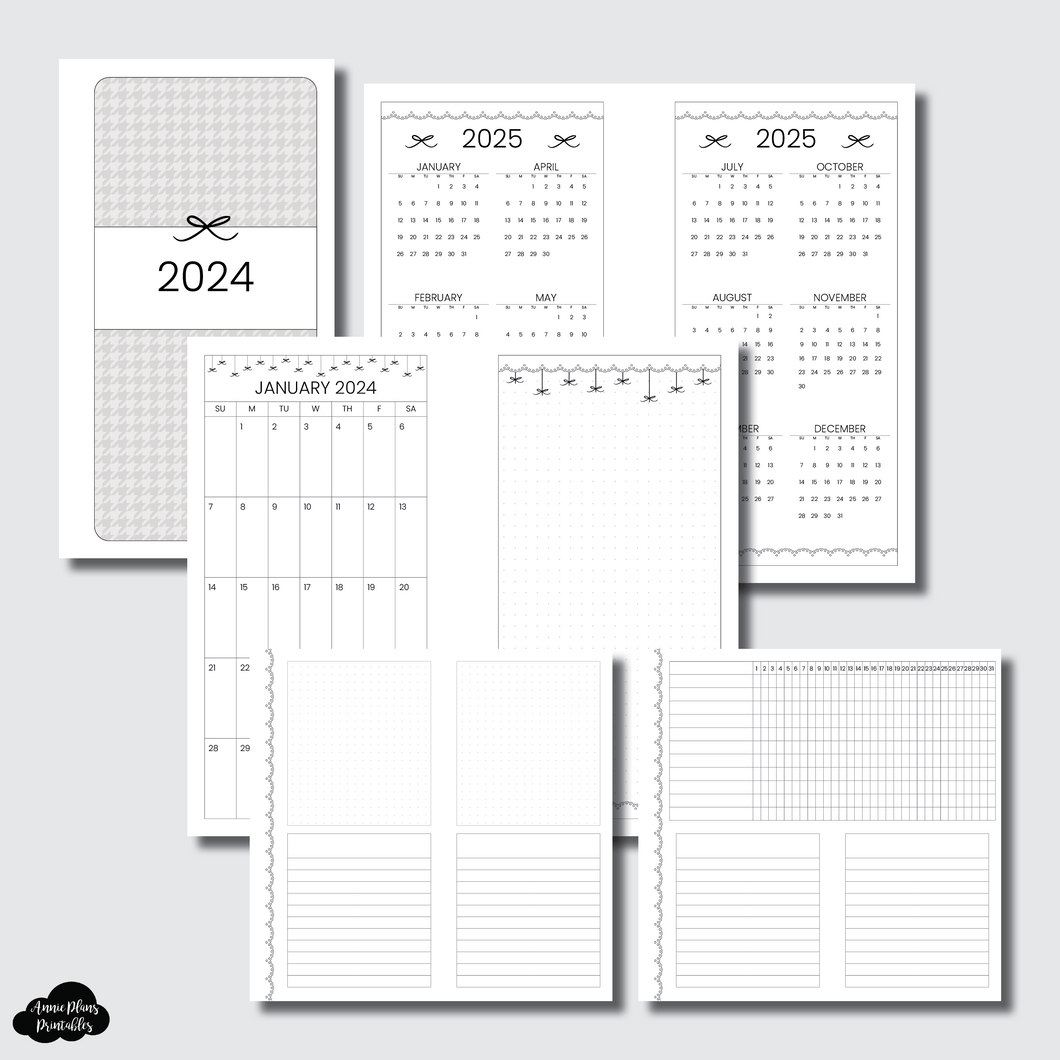 Personal Rings Size | 2024 Bow Monthly + Grid With Additional Fold Over Option Printable Insert