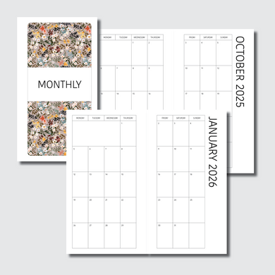 Personal Rings Size | (MONDAY START) OCTOBER 2025 - DECEMBER 2026 SIMPLE FONT Monthly Calendar PRINTABLE INSERT