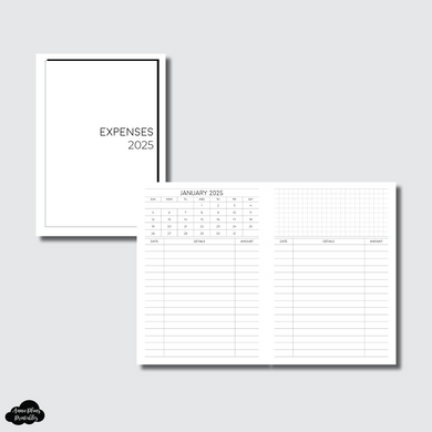 A6 TN Size | 2025 Monthly Expense Calendar Printable Insert