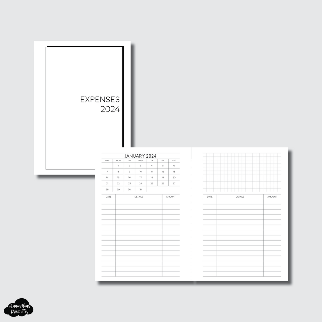 A6 Rings Size | 2024 Monthly Expense Calendar Printable Insert