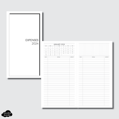 Standard TN Size | 2024 Monthly Expense Calendar Printable Insert