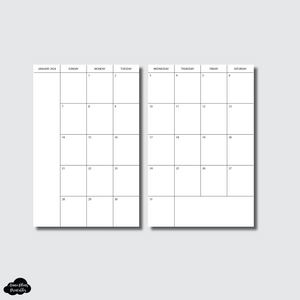 A6 Notebook Size | 2024 Minimalist Monthly Printable Insert