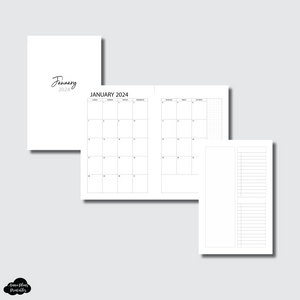 Half Letter Rings Size | 2024 Monthly With Cover & Notes Page Printable Insert