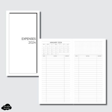 Weeks AE x APP Size | 2024 Monthly Expense Calendar Printable Insert