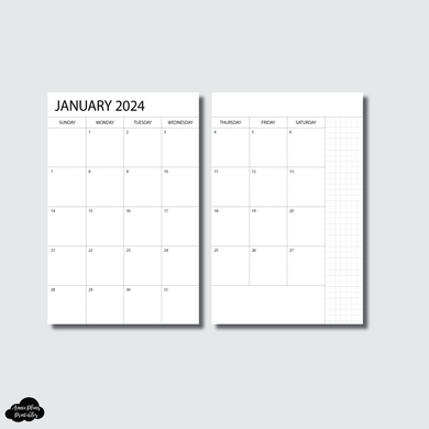 A6 Notebook Size | 2024 Monthly Printable Insert