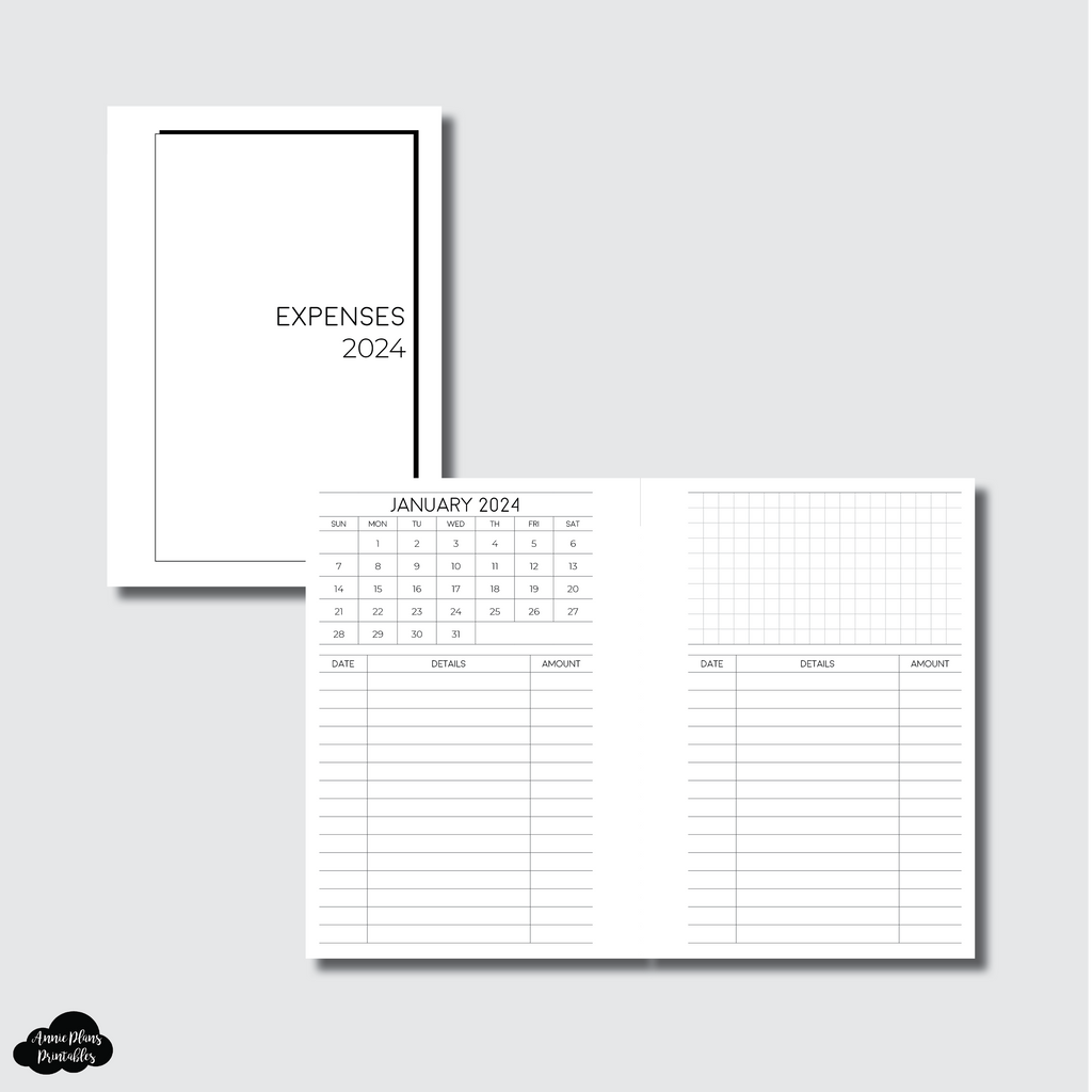 Pocket Plus Rings Size | 2024 Monthly Expense Calendar Printable Inser ...