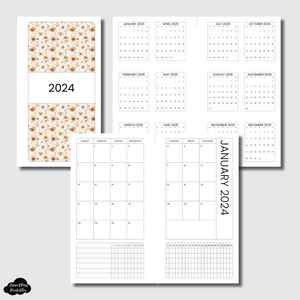 Standard TN Size | 2024 Monthly Calendar (SUNDAY Start) + TRACKER ON 2 PAGES PRINTABLE INSERT