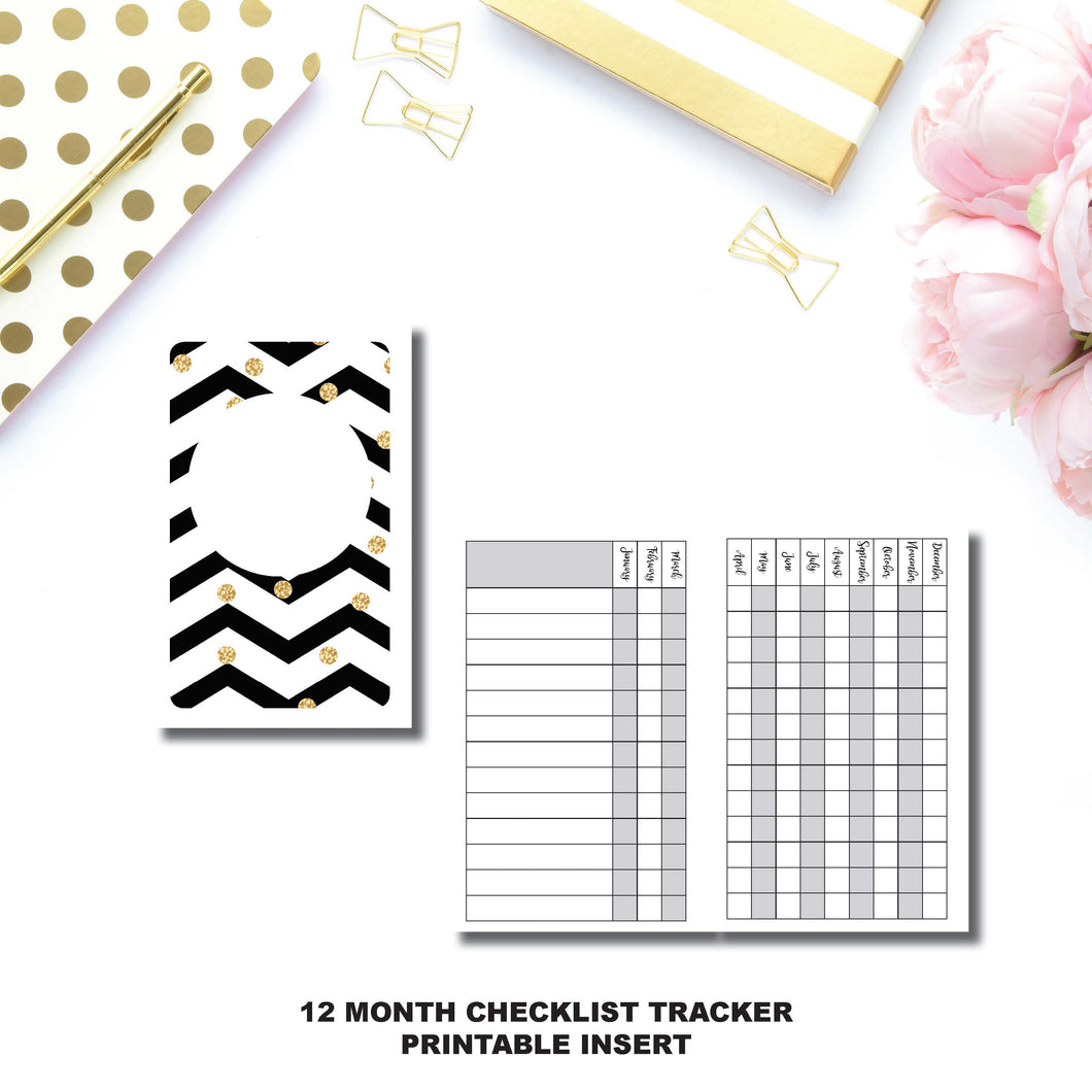 B6 TN Size | 12 Month Checklist Tracker Printable Insert ©