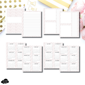 B6 Rings Size | Pink Starburst 3 in 1: 2022 - 2024 Academic Yearly Overviews + Sticky Note Dashboard + Lined Printable Insert