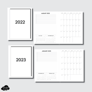 B6 Rings Size | 2022 & 2023 Important Dates & Notes With Monthly Calendar (SUNDAY Start) PRINTABLE INSERT