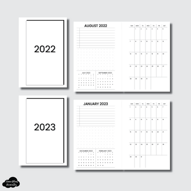 Pocket Rings Size | 2022 & 2023 Important Dates & Notes With Monthly Calendar (SUNDAY Start) PRINTABLE INSERT