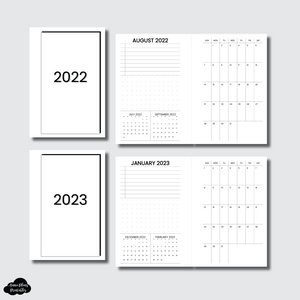Pocket Rings Size | 2022 & 2023 Important Dates & Notes With Monthly Calendar (SUNDAY Start) PRINTABLE INSERT