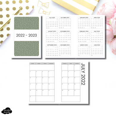 Pocket Plus Rings Size | 2022 - 2023 SIMPLE FONT Academic Monthly Calendar (SUNDAY Start) PRINTABLE INSERT