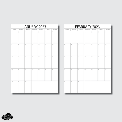A5 Notebook Size | 2023 Single Page Monthly Printable Insert