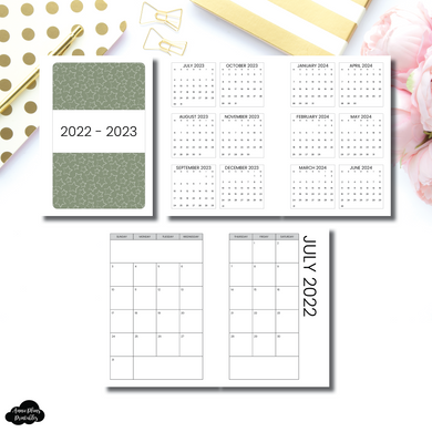 A5 Wide Rings Size | 2022 - 2023 SIMPLE FONT Academic Monthly Calendar (SUNDAY Start) PRINTABLE INSERT