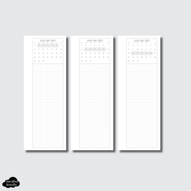 Personal Rings Size | 2023 Dated Weekly Calendar Grid Skinnies Printable Insert
