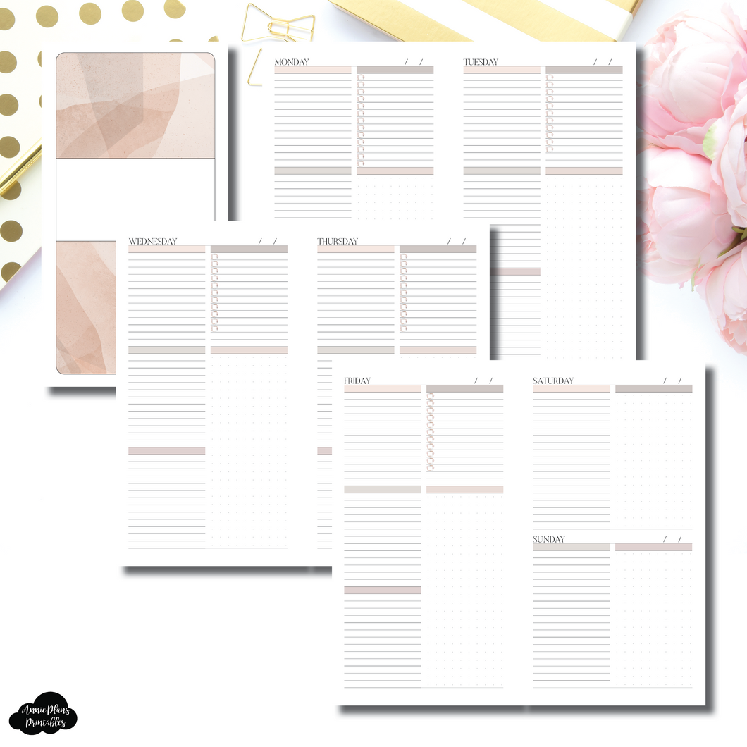 Standard TN Size | Undated Neutral Abstract Daily Printable Insert