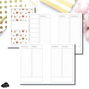 Pocket Rings Size | Undated Vertical GRID Week on 4 Page Layout Printable Insert