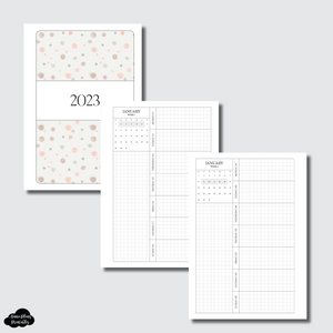 Personal Wide Rings Size | 2023 Week on 1 Page GRID with Calendar Printable Insert
