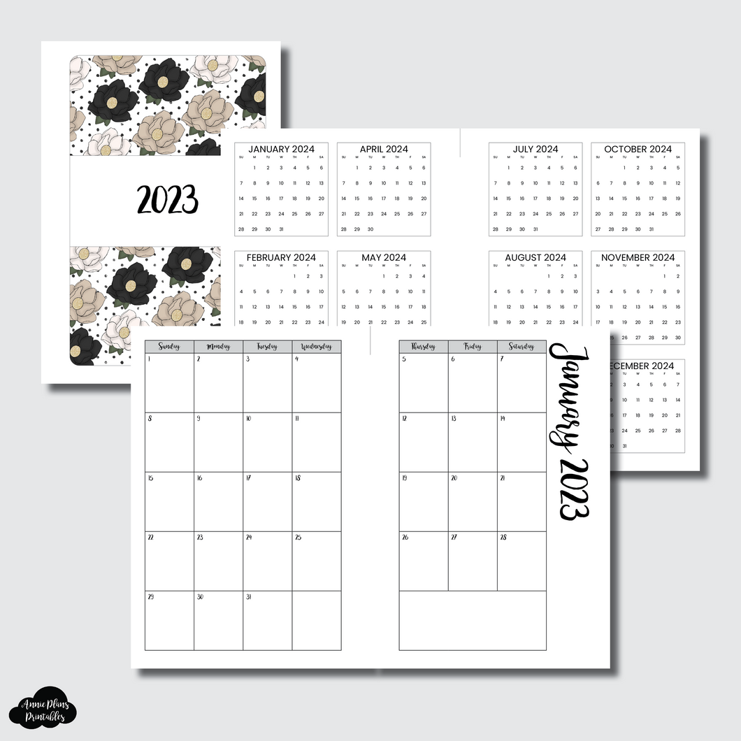 Pocket TN Size | 2023 CLASSIC FONT Monthly Calendar (SUNDAY Start) PRINTABLE INSERT