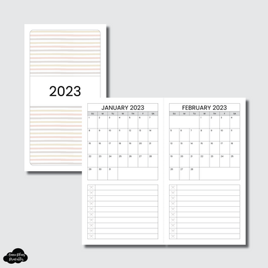 Personal TN Size | 2023 Single Page Monthly + Lists Printable Insert