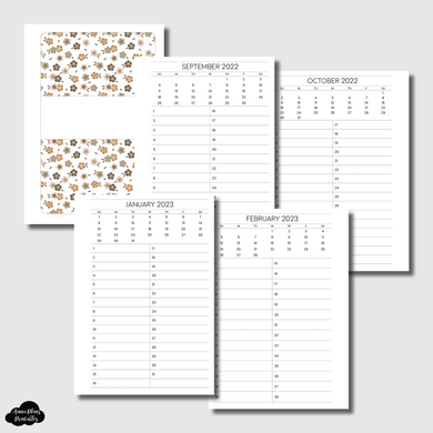 A6 Rings Size | 2022 - 2023 SIMPLE Perpetual Calendar Printable Insert