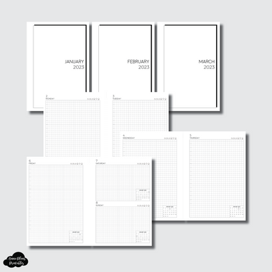 Personal Wide Rings Size | JAN - MAR 2023 EASY GRID DAILY Printable Insert