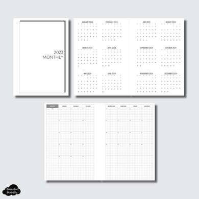 Personal Wide Rings Size | 2023 GRID Monthly Calendar (SUNDAY Start) PRINTABLE INSERT