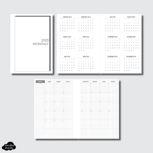 Personal Wide Rings Size | 2023 GRID Monthly Calendar (SUNDAY Start) PRINTABLE INSERT