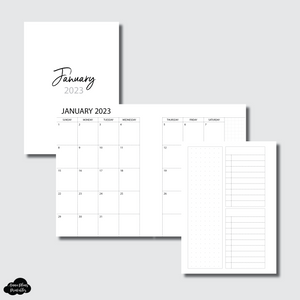 A6 Rings Size | 2023 Monthly With Cover & Notes Page Printable Insert