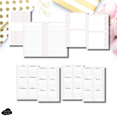 FC Rings Size | Pink Starburst 3 in 1: 2022 - 2024 Academic Yearly Overviews + Sticky Note Dashboard + Lined Printable Insert
