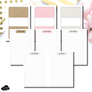 Pocket Plus Rings Size | Kraft Washi GRID DAILY Printable Insert