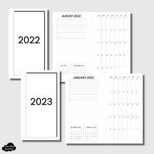 Personal Rings Size | 2022 & 2023 Important Dates & Notes With Monthly Calendar (SUNDAY Start) PRINTABLE INSERT
