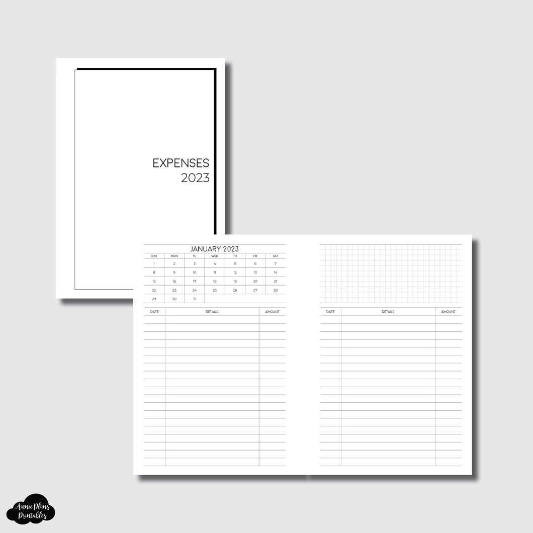 Personal Wide Rings Size | 2023 Monthly Expense Calendar Printable Insert