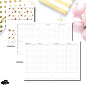 B6 TN Size | Undated Vertical GRID Week on 4 Page Layout Printable Insert