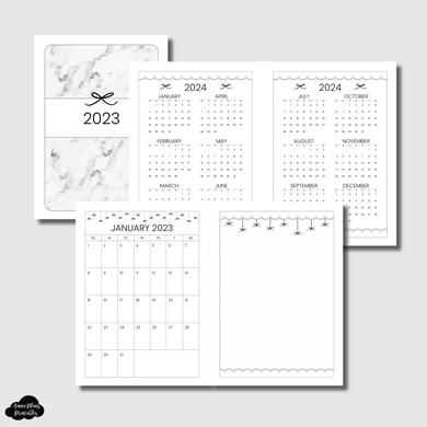 Standard TN Size | 2023 Bow Monthly + Grid Printable Insert