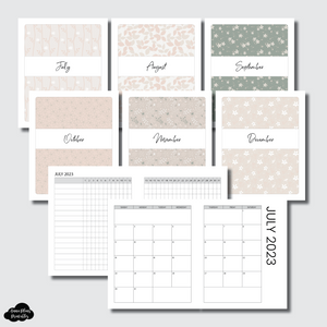 A5 Wide Rings Size | JUL - DEC 2023 Monthly Calendar + Tracker Printable Insert