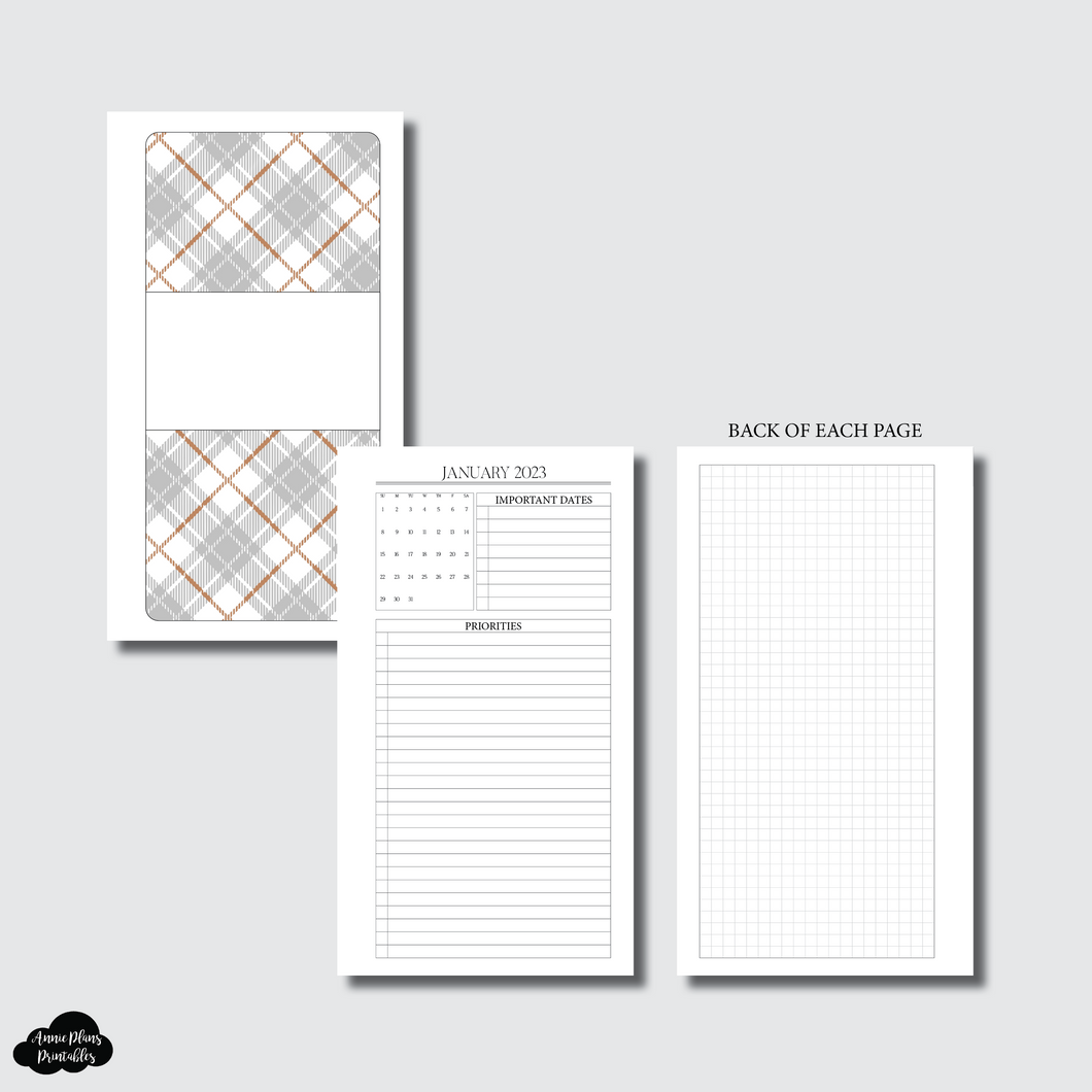 Personal Rings Size | 2023 Monthly Priorities (SUNDAY Start) PRINTABLE INSERT