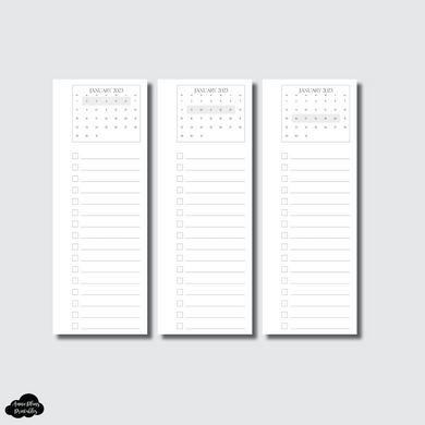 Personal Rings Size | 2023 Dated Weekly Calendar Check List Skinnies Printable Insert