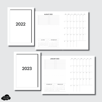 A5 Rings Size | 2022 & 2023 Important Dates & Notes With Monthly Calendar (SUNDAY Start) PRINTABLE INSERT