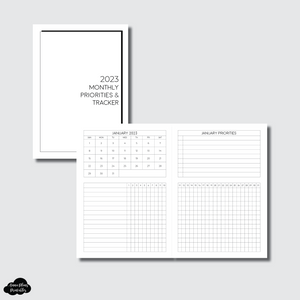 A6 TN Size | 2023 Monthly Priorities & Tracker Printable Insert