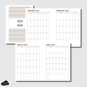A5 Wide Rings Size | 2023 - 2024 SINGLE PAGE Monthly Printable Insert