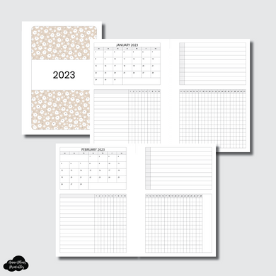 A6 Rings Size | 2023 Monthly Calendar (SUNDAY Start) Tracker + List PRINTABLE INSERT